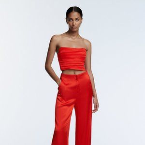 ZARA Red Satin Crop Top